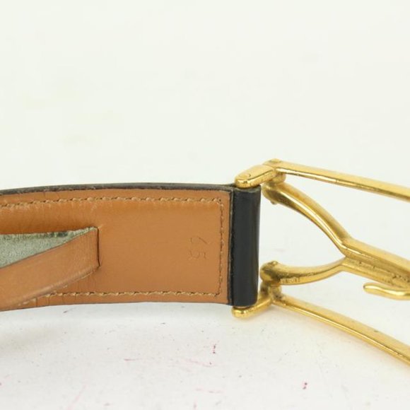 Hermès Black x Gold Wishbone Horseshoe Belt main image 4